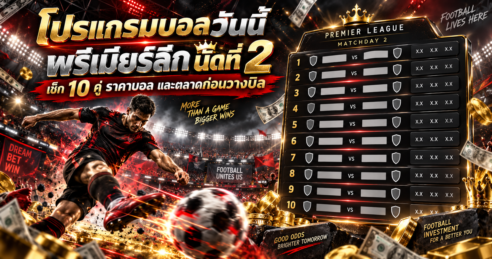 โปรแกรมบอลวันนี้